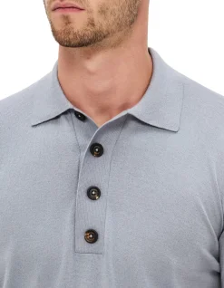 LONG SLEEVE FINE COTTON AND CASHMERE POLO SHIRT