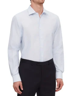 LONG SLEEVE MICRO TEXTURED COTTON SHIRT