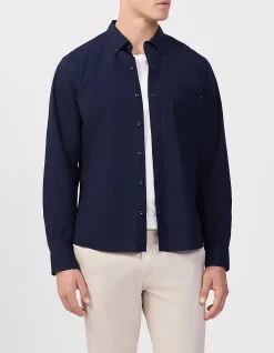 LONG SLEEVE NEVERTUCK FIT WASHED POPLIN COTTON SHIRT