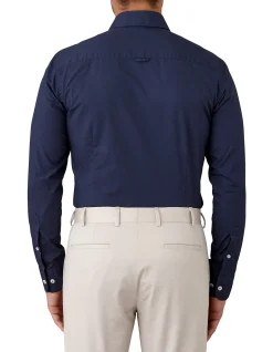 Long Sleeve Plain Collar Poplin Shirt
