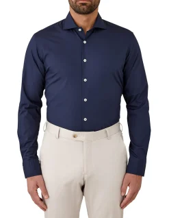 Long Sleeve Plain Collar Poplin Shirt