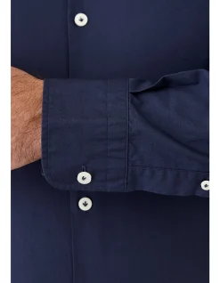 Long Sleeve Plain Collar Poplin Shirt