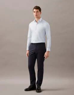 LONG SLEEVE SLIM FIT POPLIN COTTON SHIRT