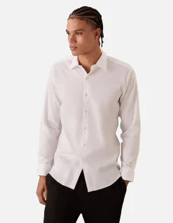 Long Sleeve Slim Tuck Single Colour Stretch Poplin Shirt