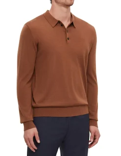 LONG SLEEVE 100% WOOL BUTTON POLO