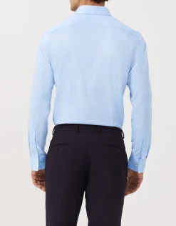 LONG SLEEVE WRINKLE FREE STRETCH COTTON POLY SLIM FIT SHIRT