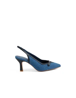 Lorient Denim Slingback Pointed Toe Heels