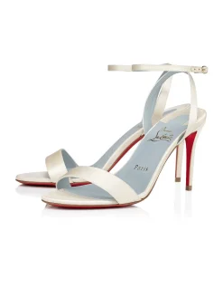 LOUBIGIRL 85MM SANDALS SATIN WHITE