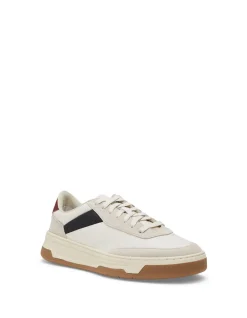 Low-top trainers with mixed-leather uppers