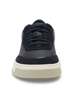 Low-top trainers with mixed-leather uppers