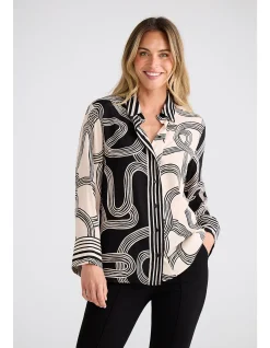 Lucy Ink Lines Long Sleeve Viscose Shirt