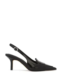 Luna Black Leather Slingback