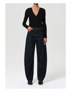 Luna High Rise Curved Barrel Leg Jeans