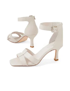 Lunar Nougat Leather Ankle Strap Heeled Sandals