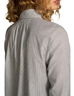 Lurex Stripe Shirred Shirt
