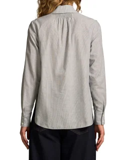 Lurex Stripe Shirred Shirt