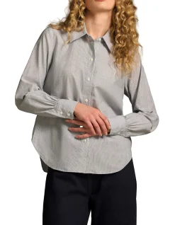 Lurex Stripe Shirred Shirt