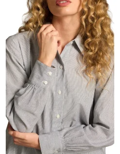Lurex Stripe Shirred Shirt