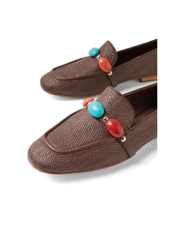 Mabeline Jewel Embellished Raffia Loafers