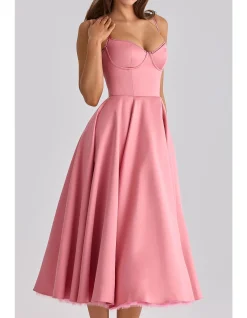 MADEMOISELLE'SATIN TULLE MIDI DRESS