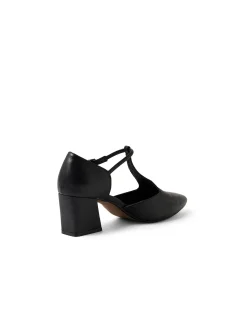 Mamamia Leather T Bar Block Heel Pumps
