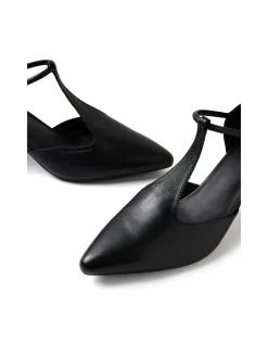 Mamamia Leather T Bar Block Heel Pumps