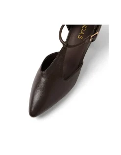 MAMAMIA T Bar Block Heel Leather Pumps