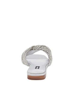 Mande Flat Sandal with Rhinestone Embellishment Silver