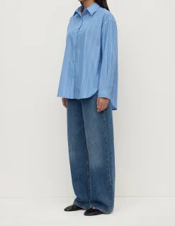 Marcia Stripe Long Sleeve Shirt Blue White Stripe