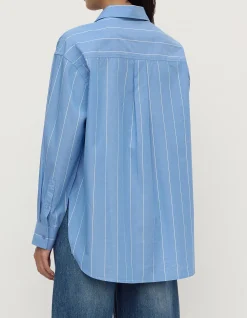 Marcia Stripe Long Sleeve Shirt Blue White Stripe