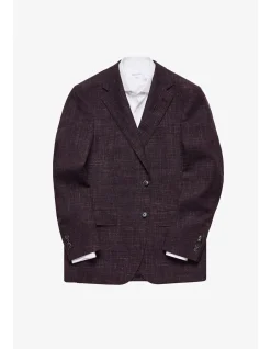 MARCUS BLAZER - WOOL/LINEN IN BURGUNDY WITH TEXTURED SLUB EFFECT