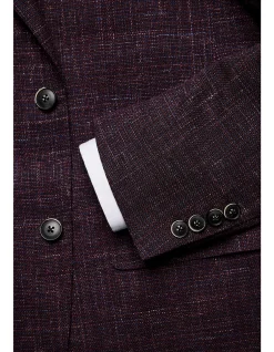 MARCUS BLAZER - WOOL/LINEN IN BURGUNDY WITH TEXTURED SLUB EFFECT