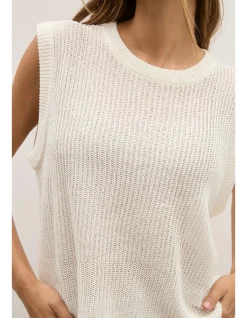 Margo Relaxed Open Knit Sleeveless Vest