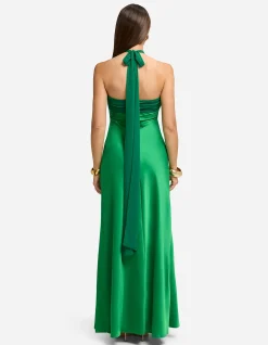 MARILLA RUCHED HALTER MAXI DRESS