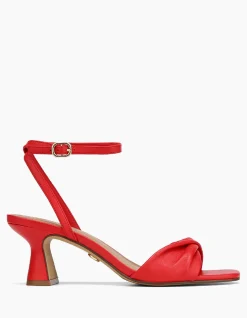 Martha Deep Red Leather Flared Heel