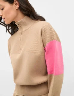 MD CONTRAST ZIP THROUGH KNIT