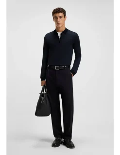 Mercerised-cotton polo shirt with two-tone structure