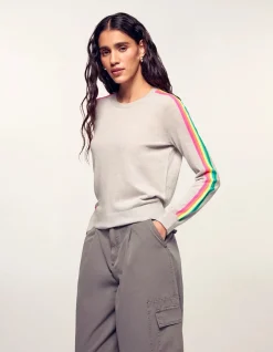 MERINO SLEEVE STRIPE CREWNECK SWEATER