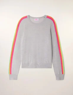 MERINO SLEEVE STRIPE CREWNECK SWEATER