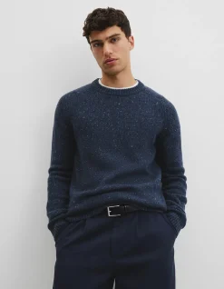 Merino Nep Wool Blend Crew Neck Knit