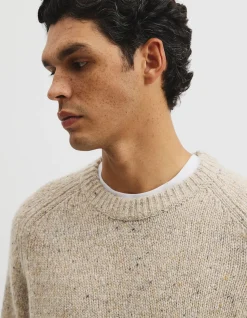Merino Nep Wool Blend Crew Neck Knit