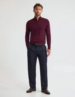 MERINO ZIP-NECK WOOL PULLOVER
