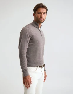 MERINO ZIP-NECK WOOL PULLOVER
