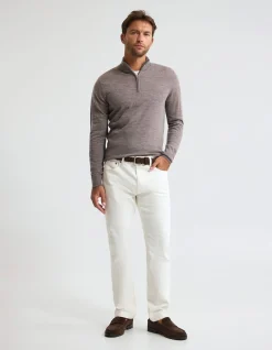 MERINO ZIP-NECK WOOL PULLOVER