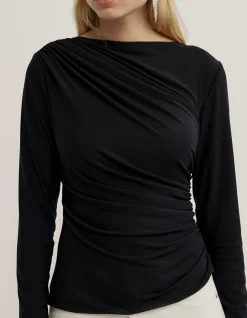 Mesh Drape Long Sleeve Top