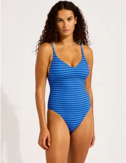 Mesh Effect V Neck One Piece Swimsuit