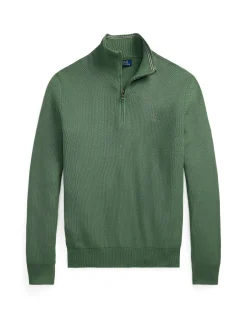 Mesh-Knit Cotton Quarter-Zip Sweater