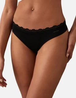 MICROFIBER STRETCH WITH LACE THONG 3PK