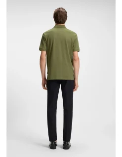 Micro-pattern polo shirt in mercerised cotton