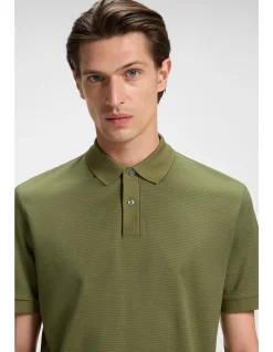 Micro-pattern polo shirt in mercerised cotton